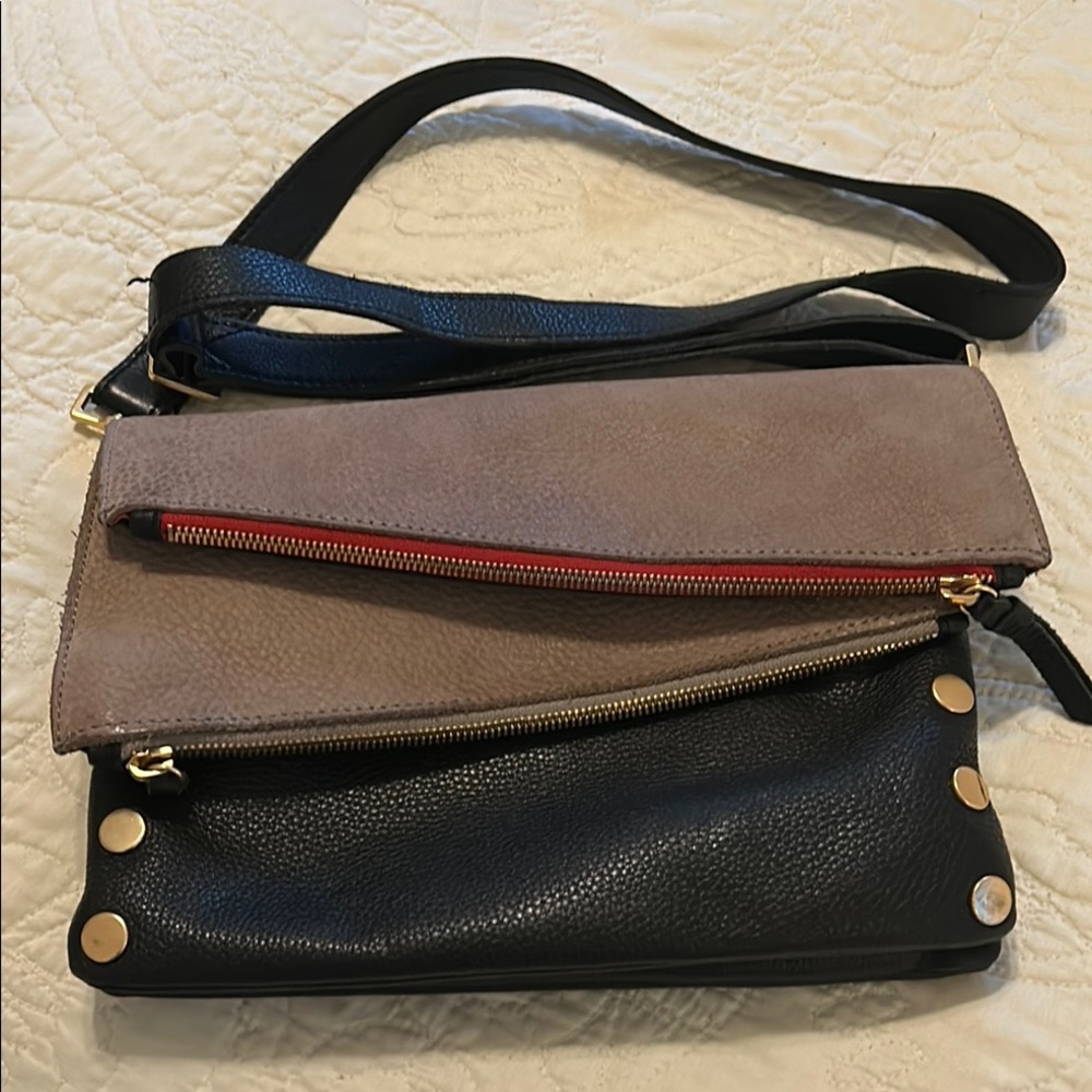 Hammitt-  Black and Tan Crossbody Bag with Textured Finish